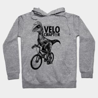 Cute Velociraptor Dinosaur Riding Bicycle Gift For Cyclist Hoodie